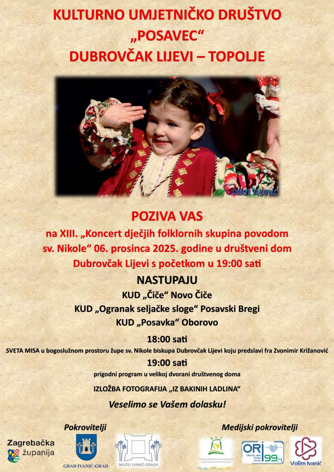 XIII. Koncert dječjih folklornih skupina povodom sv. Nikole